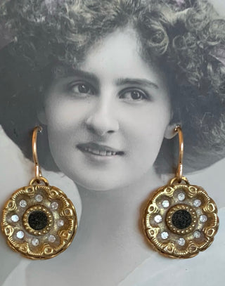 Authentic 1880’s Velvet Perfume Button Earrings Champagne Promises