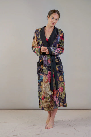 Midnight Floral Crepe Dressing Gown