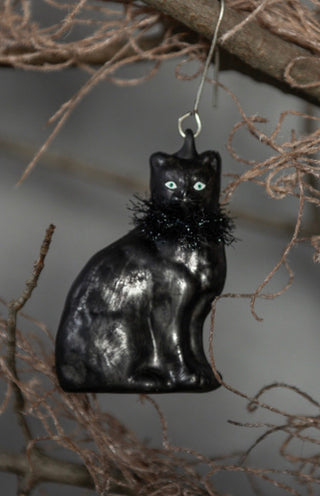 Cinder Black Cat Glass Ornament