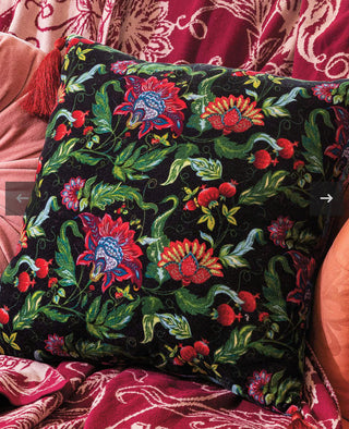 Opulent Garden Velvet Tasseled Pillow