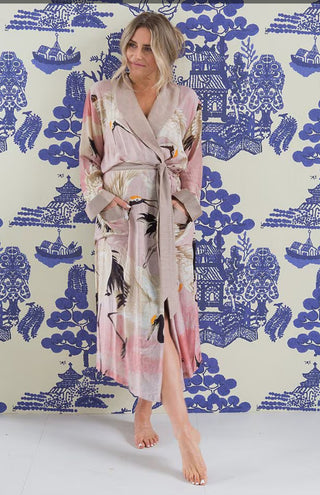 Blush Crane Dressing Gown