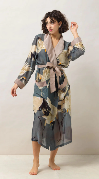 Blush Crane Dressing Gown