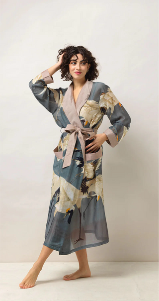 Blush Crane Dressing Gown