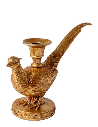 Gilded Pheasant Candle Stick Holder