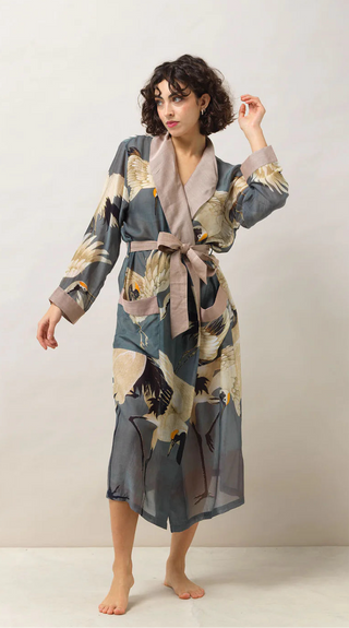 Blush Crane Dressing Gown