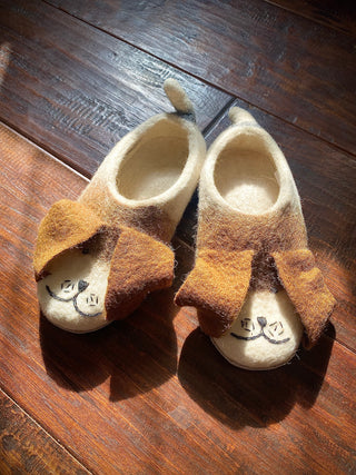 Boiled Wool Puppy Dog Slippers