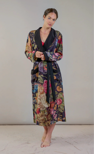 Midnight Floral Crepe Dressing Gown