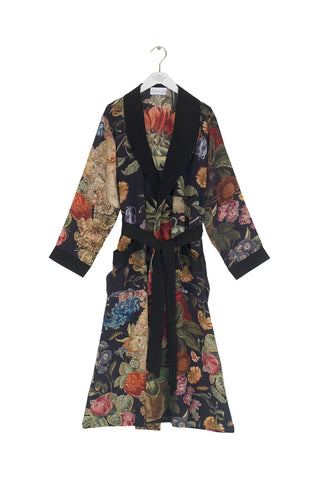 Midnight Floral Crepe Dressing Gown