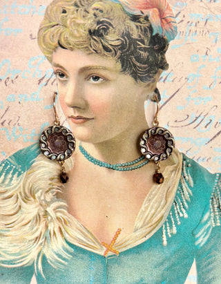 Authentic 1800’s Metal Perfume Button Earrings