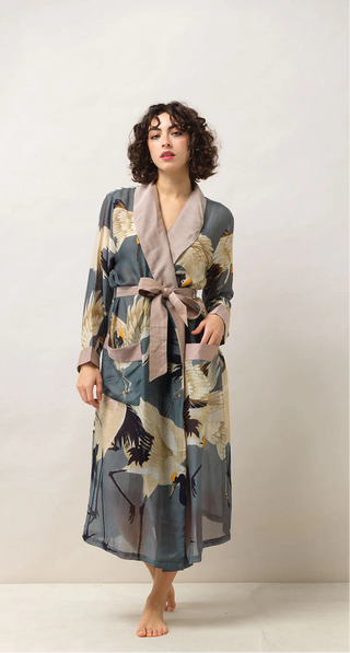 Blush Crane Dressing Gown