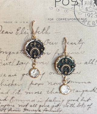 Authentic 1800’s Metal Perfume Chandelier Button Earrings