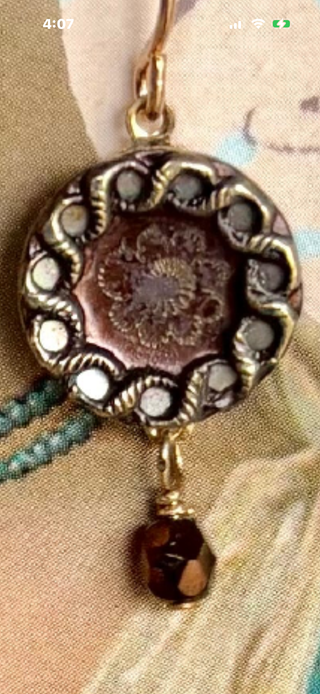 Authentic 1880’s Metal Perfume Button Earrings Daisy Darling