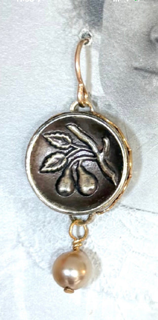 Precious Pear Metal 1800’s Perfume Button Earrings