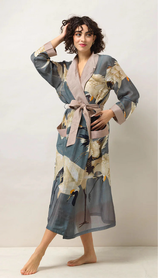 Blush Crane Dressing Gown