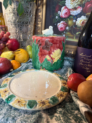 “Swan & Butterfly” Majolica Butter Hide