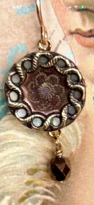 Authentic 1880’s Metal Perfume Button Earrings Daisy Darling