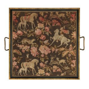 French Equestrian Toile Handled Tray