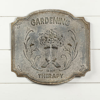 Garden Therapy Embossed Metal Sign