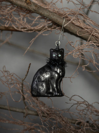 Cinder Black Cat Glass Ornament