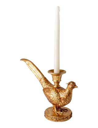 Gilded Pheasant Candle Stick Holder