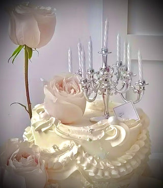 Birthday Cake Candelabra Silver