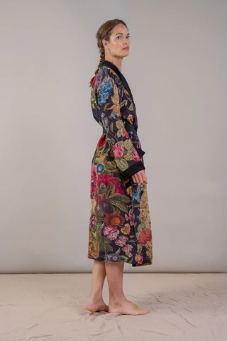 Midnight Floral Crepe Dressing Gown