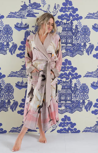 Blush Crane Dressing Gown