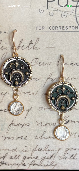 Authentic 1800’s Metal Perfume Chandelier Button Earrings