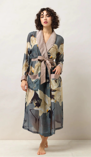 Blush Crane Dressing Gown