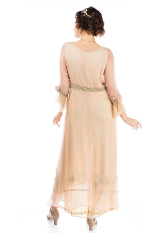 Bridgerton Inspired Tea Gown Peach and Sage