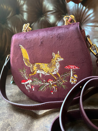 “Enchanted Forest Fox” Velvet Saddle Bag