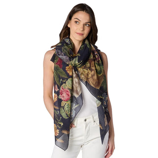 Midnight Floral Crepe Scarf