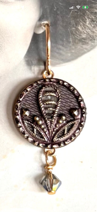 Authentic 1880’s Metal Perfume Button Earrings Glorious Garden