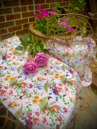 Ruffled Scatter Garden Throw Pillow