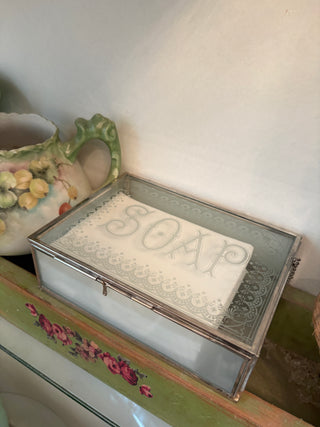 Frosted Glass Box & Linen Scented Laundry Sheets