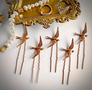 Gilded Swallows Hair Pins