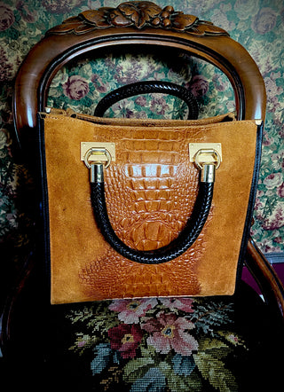 Lucia Italian Leather Croc Portfolio Bag