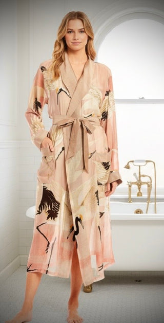 Blush Crane Dressing Gown