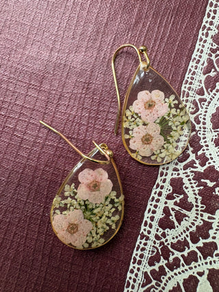 Pink Posies Preserved Ear Dangles