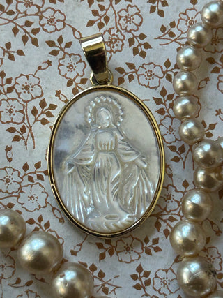 Mother of Pearl Madonna Necklace