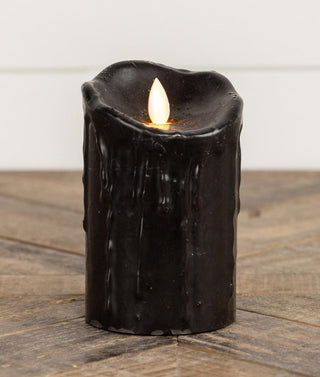 Eternal Flicker Flame Drippy Black Pillar 5 inch