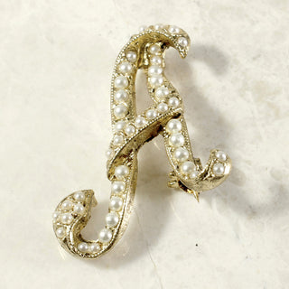 Vintage Seed Pearl Initial Brooch