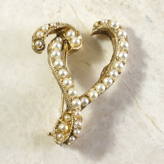 Vintage Seed Pearl Initial Brooch