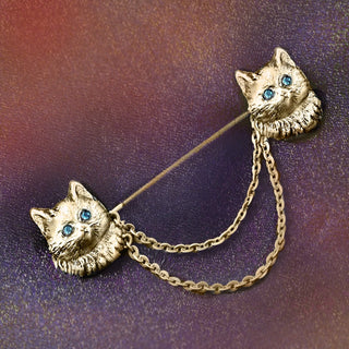 Vintage Twin Kitten Collar Pin