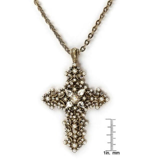 Lace Pearl and Crystal Cross