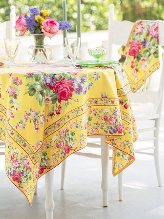 Cottage Rose Tablecloth Cheerful Yellow