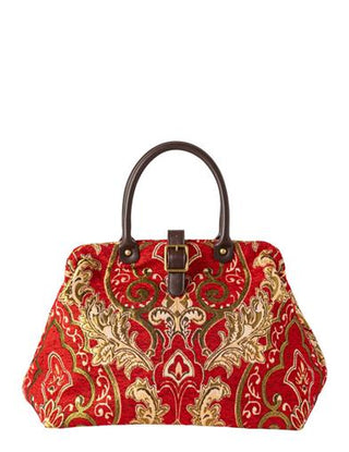 Ruby's Red Damask Carpet Bag