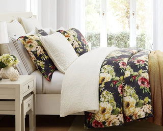 Peony Garden Washed Linen King Comforter Set