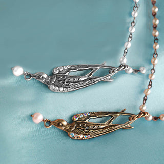 French Swallow on Rosary Pearl Chain