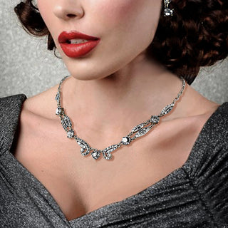 Old Hollywood Crystal Necklace and Earrings Set